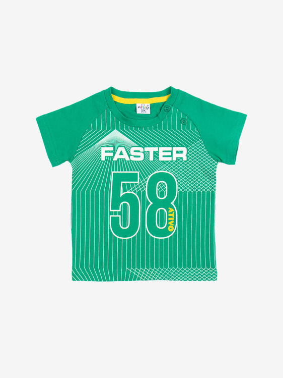 Picture of YF779 High Quality Cotton T-Shirt ” Faster 58” WHITE / GREEN